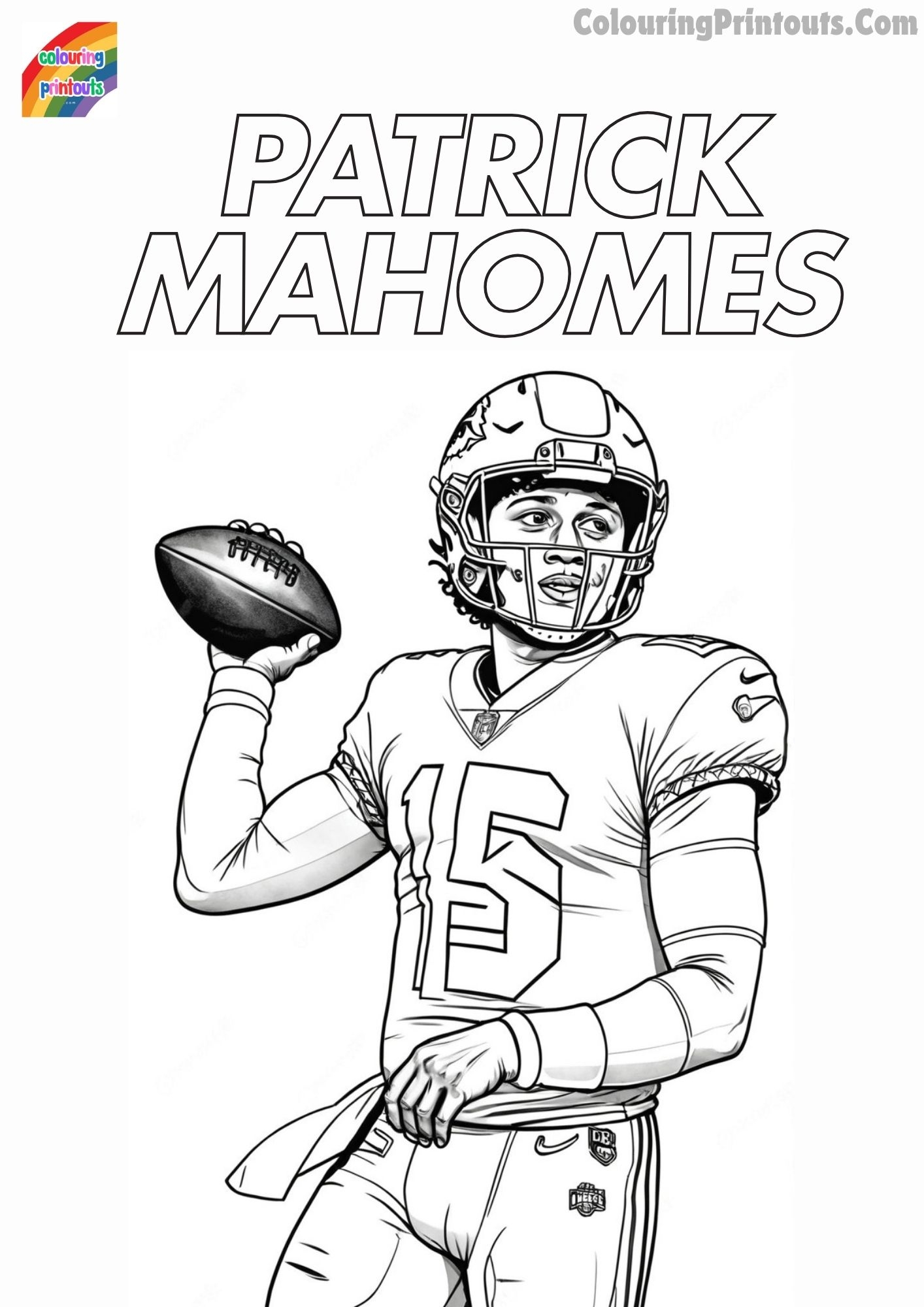 Patrick Mahomes Coloring Pages Colouring Printouts