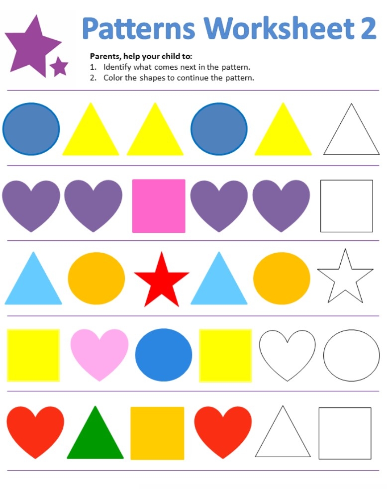 Patterns For Kindergarten Worksheets Free Kindergarten Worksheets
