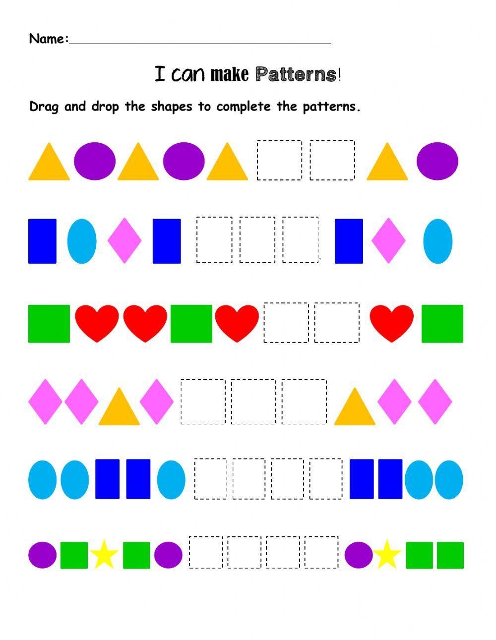 kindergarten worksheets on patterns
