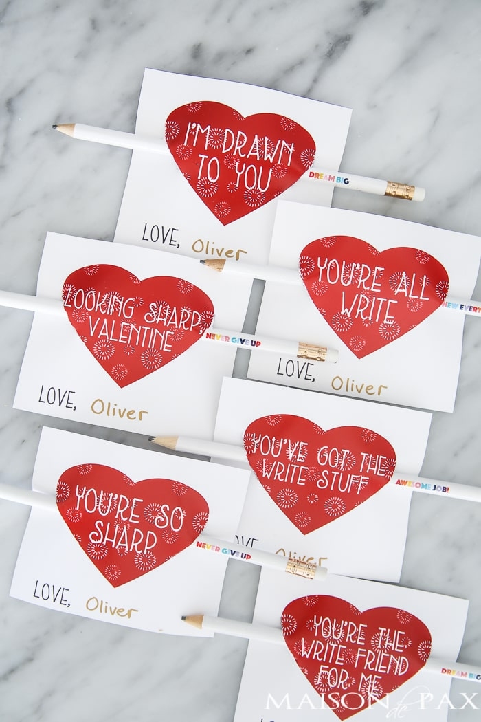 pencil valentine cards printable free