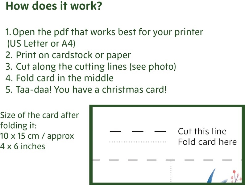 Penguin Christmas Card Printable Digital Download Printathome 