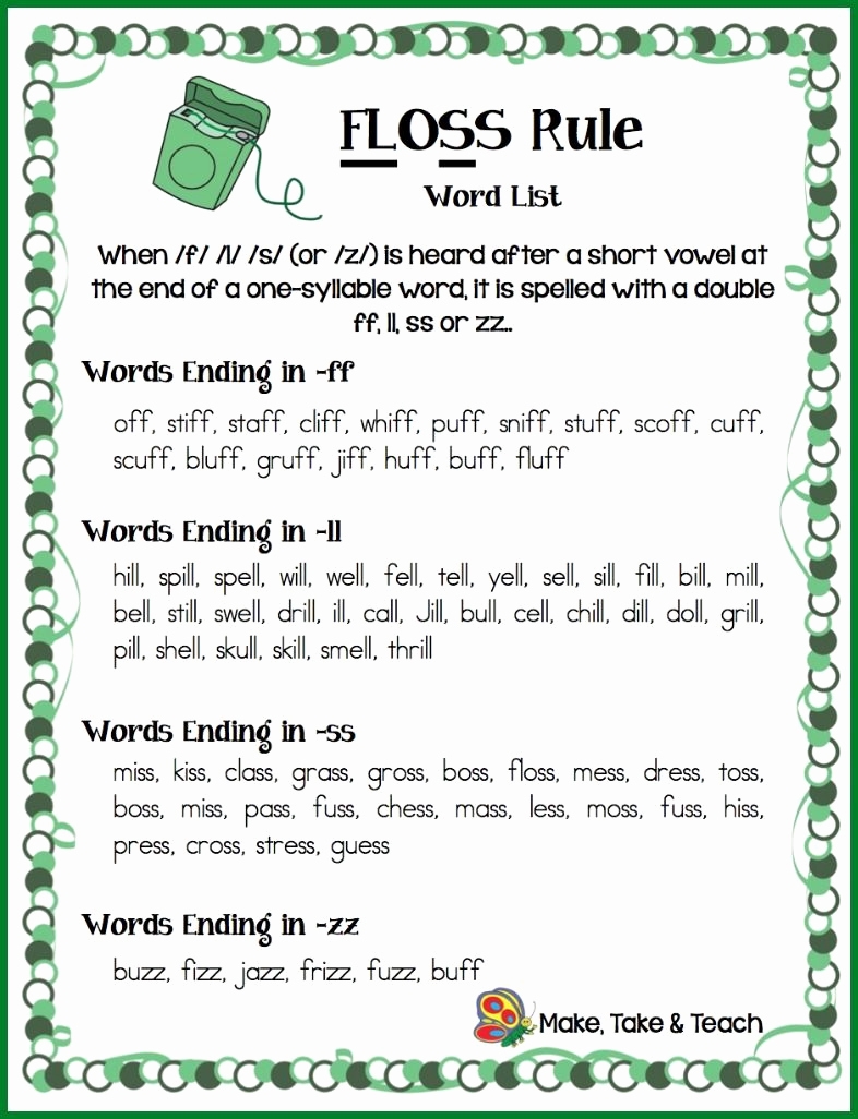 Phonics Floss Rule Worksheet Lovely The Floss Rule Simple Template Design