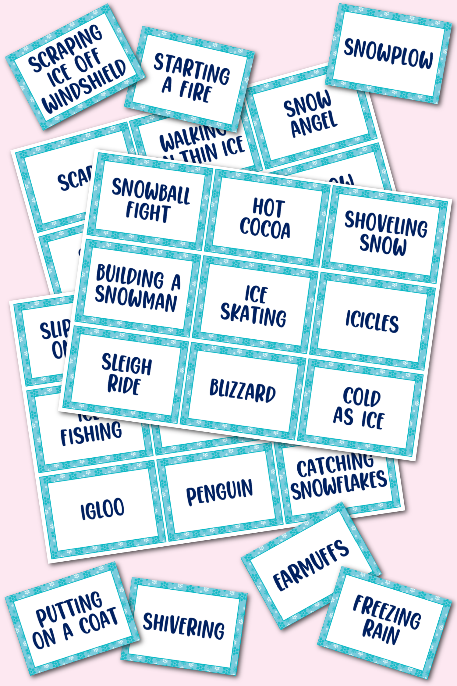 Pictionary Words Printable Cards