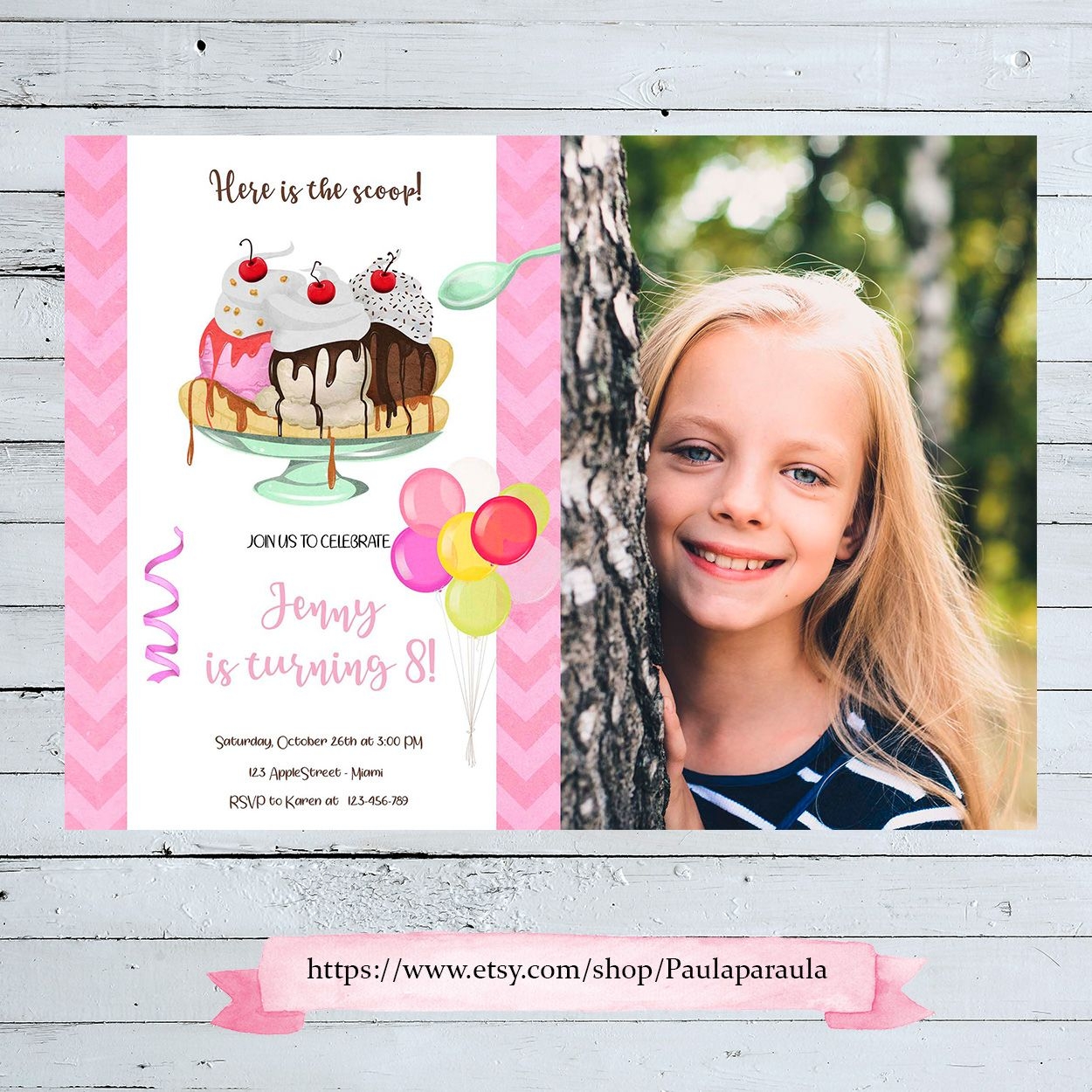 Pin On Banana Split Birthday Invitation