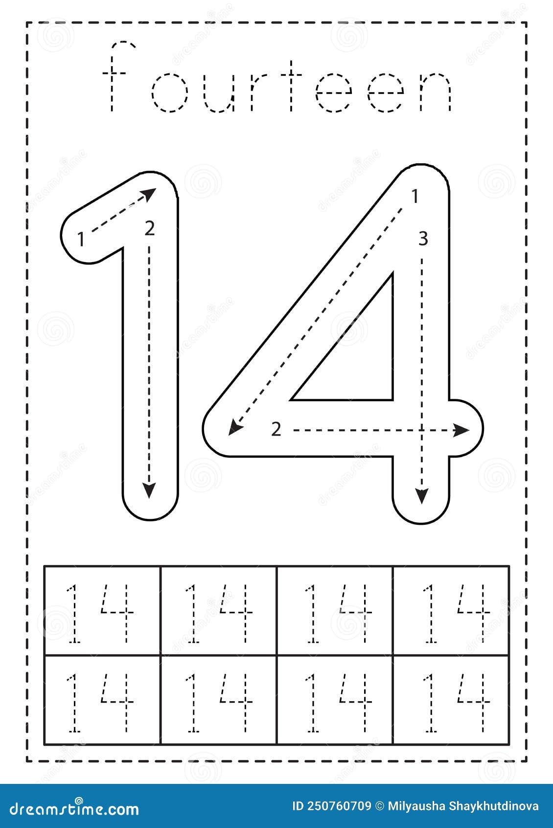 printable number 14 worksheet for preschool