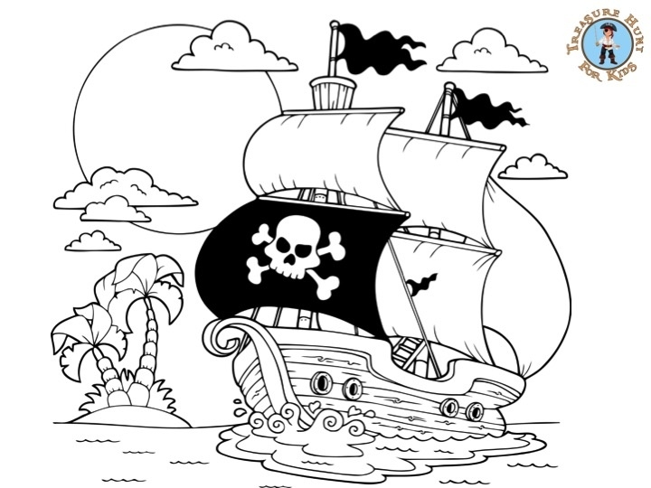 Pirate Ship Coloring Page Free Printables Treasure Hunt 4 Kids