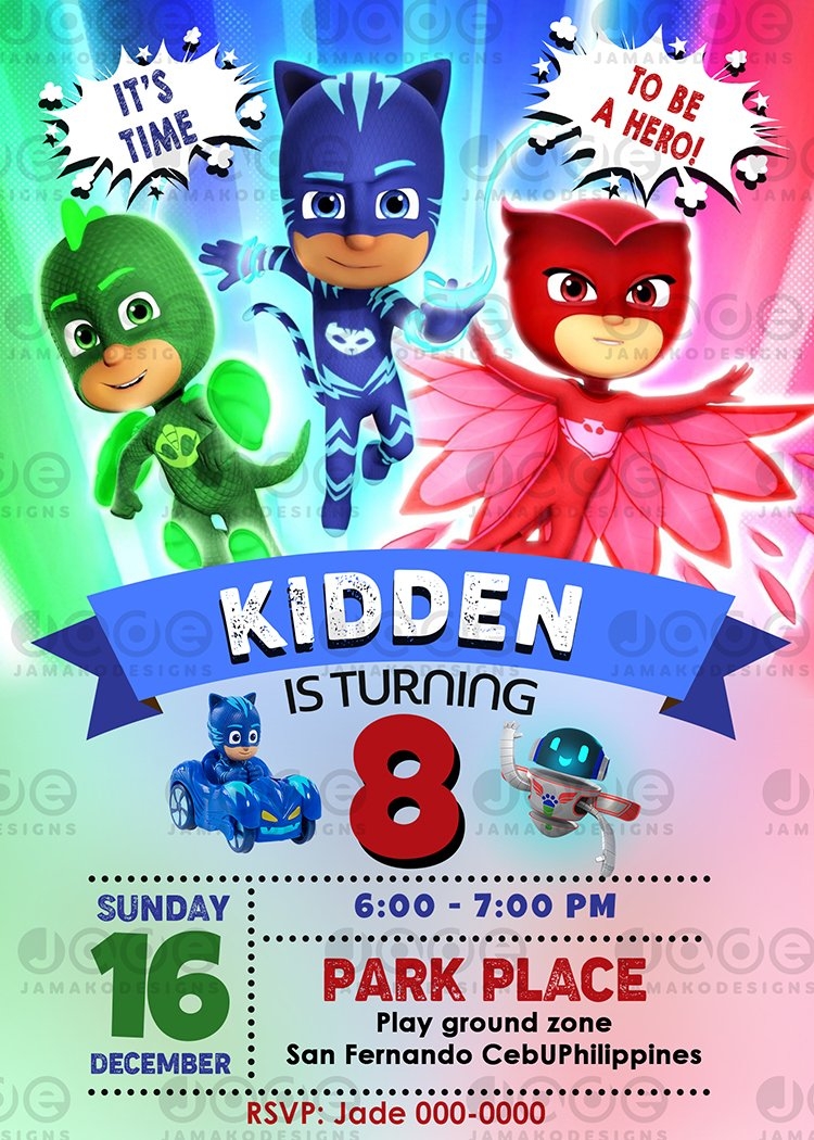 Pj Masks Invitations Printables Pj Masks Invite Pj Masks Birthday 