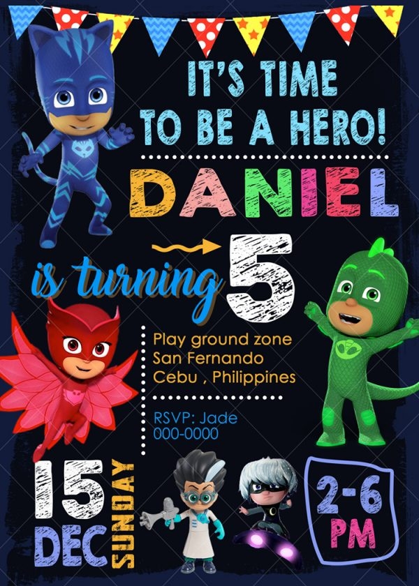 Pj Masks Invitations Printables Pj Masks Invite Pj Masks Birthday