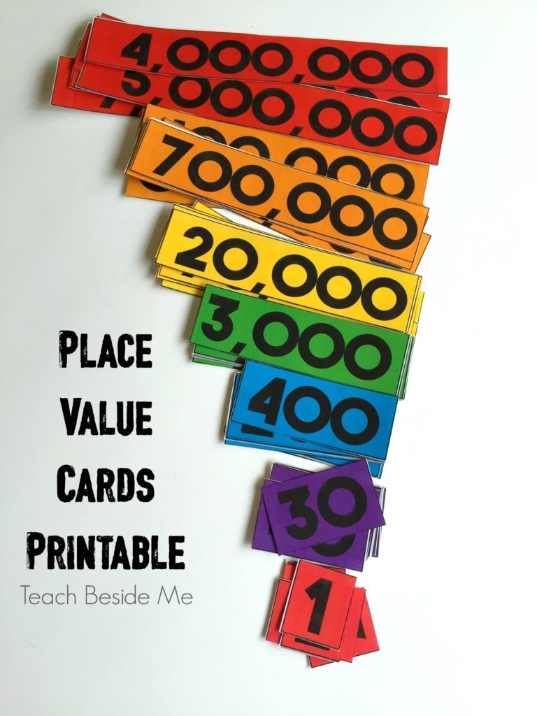 place value flash cards printable