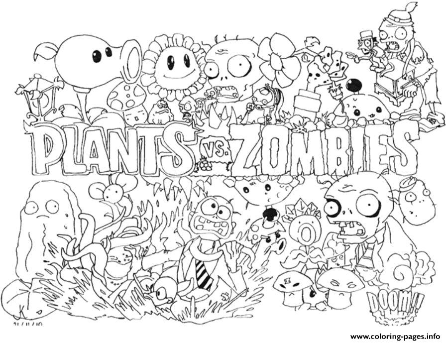 Plants Vs Zombie Coloring Pages Coloring Home