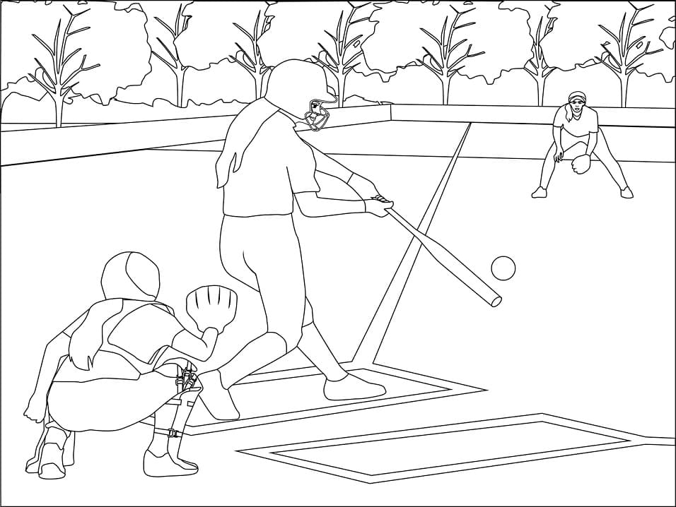 Playing Softball Coloring Page Free Printable Coloring Pages For Kids