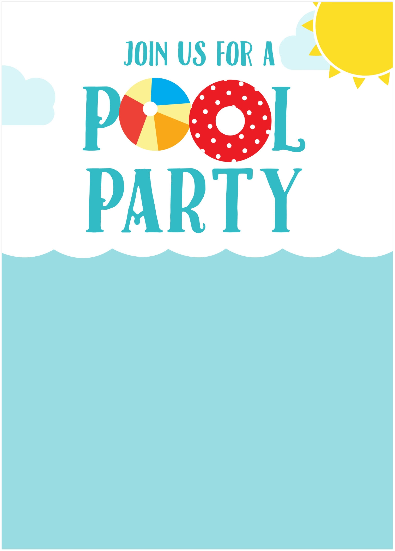 Pool Party Invite Template Free Printable Word Searches