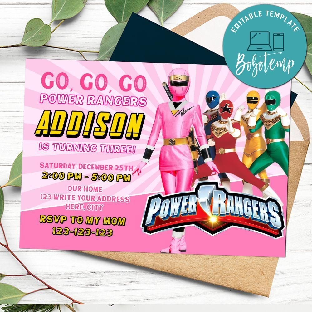 Power Ranger Girl Invitation Template To Print At Home DIY Bobotemp
