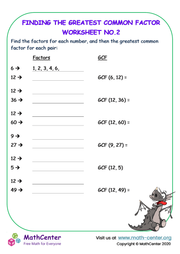 Practice Finding The Greatest Common Factor Interactive