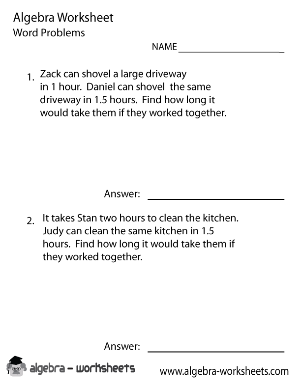 Pre Algebra Word Problems Worksheet Printable