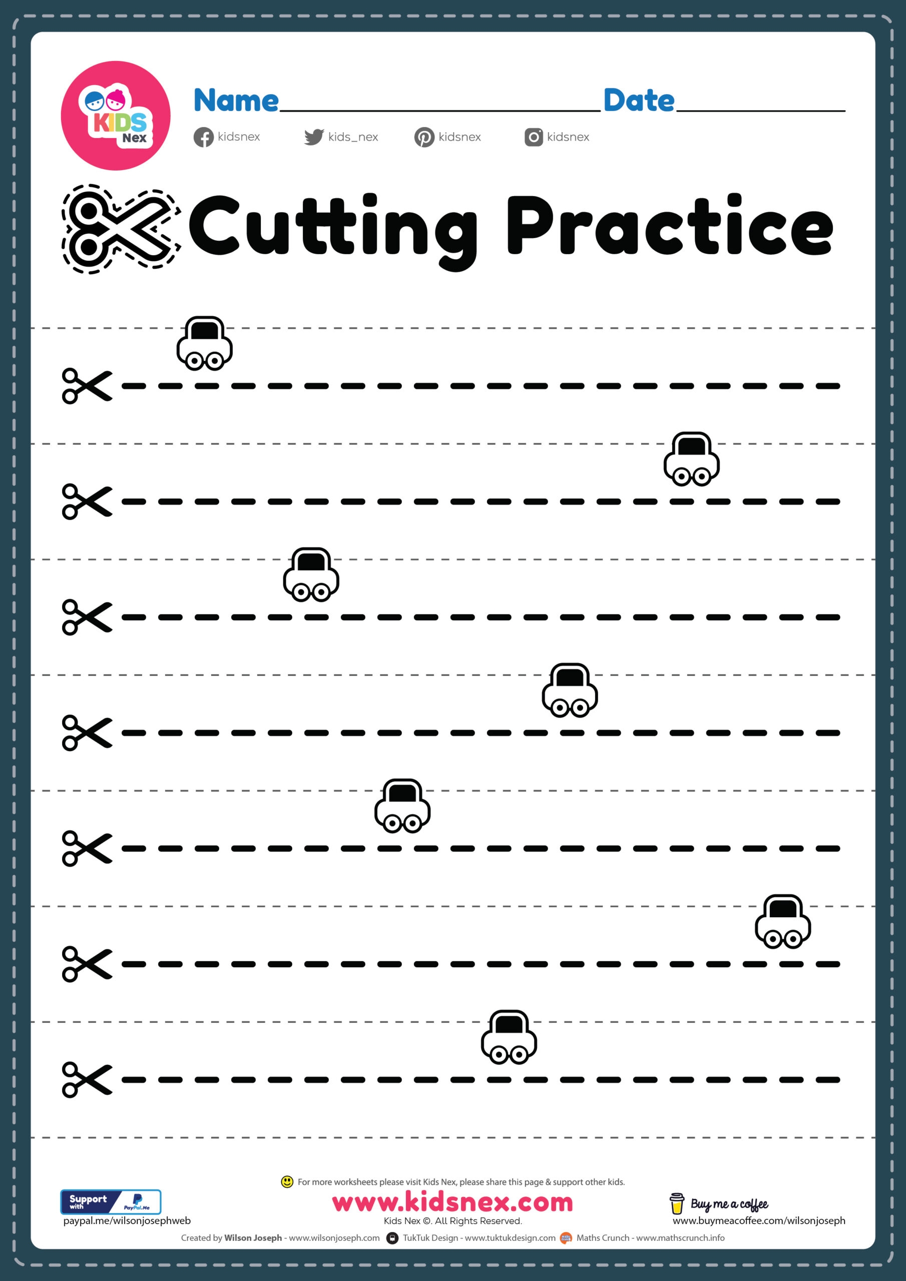free printable cutting lines worksheet for preschool