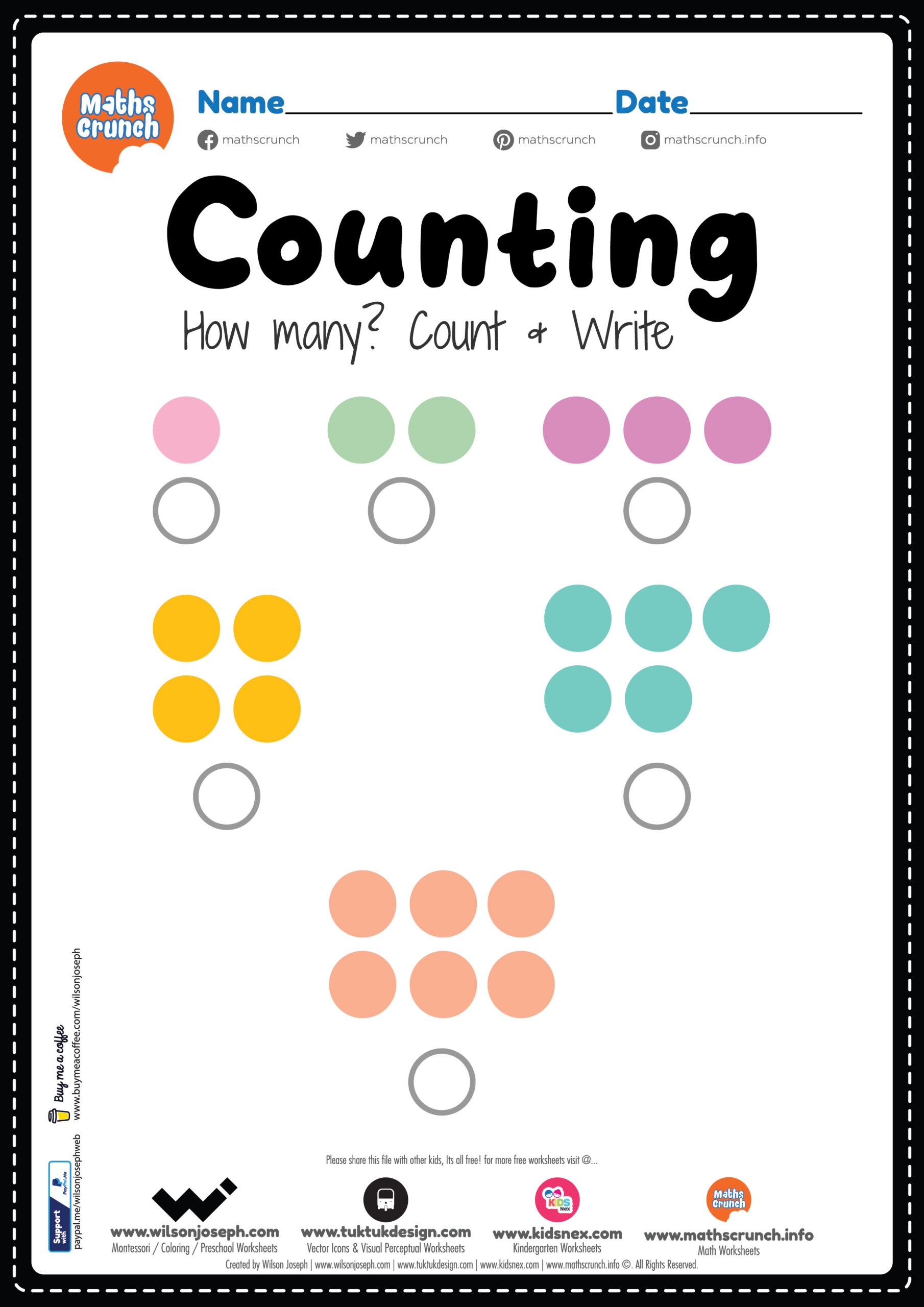 free printable counting worksheet for preschool