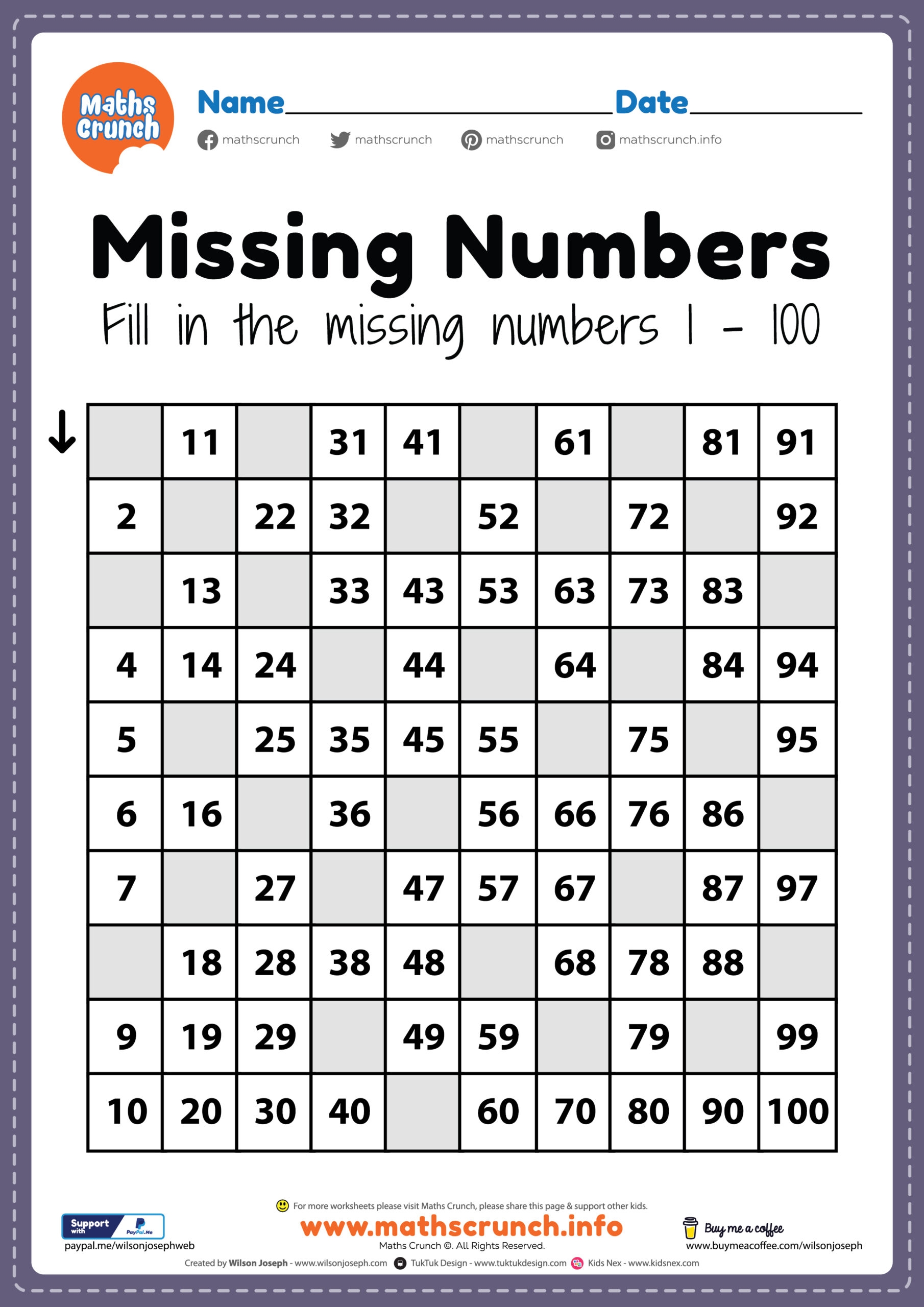 free printable math worksheet for preschool