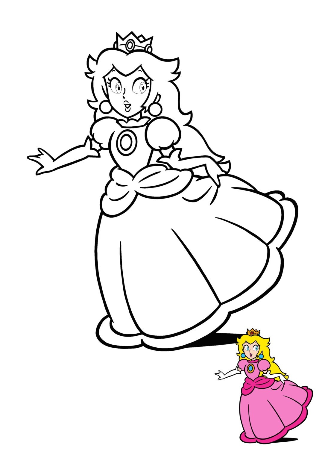 princess peach coloring page free