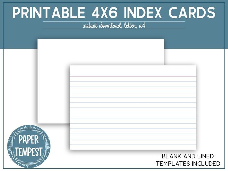 Printable 4x6 Index Cards Printable Lined Index Cards Unruled Blank 