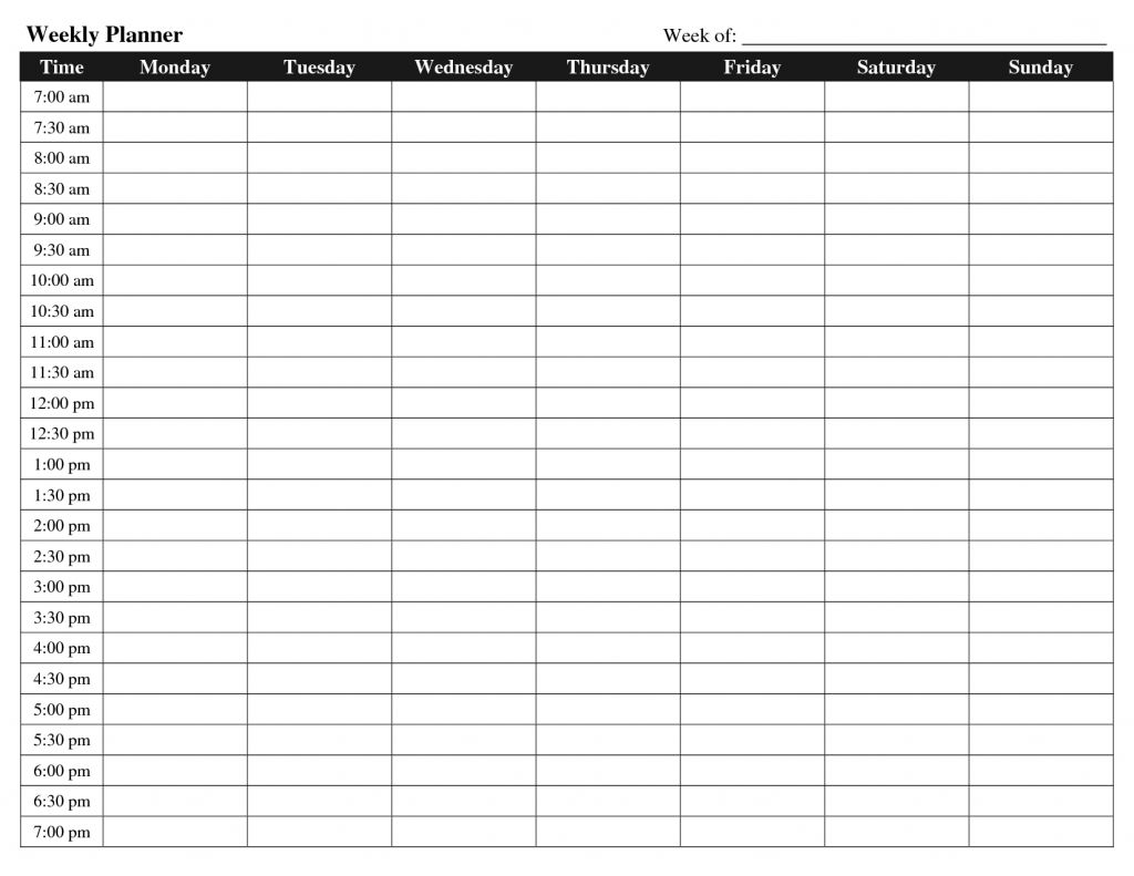 printable 7 day time card