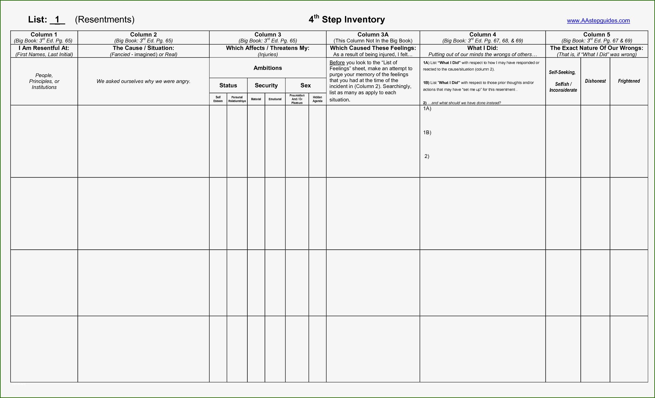 Printable Aa Step Worksheets Ronald Worksheets