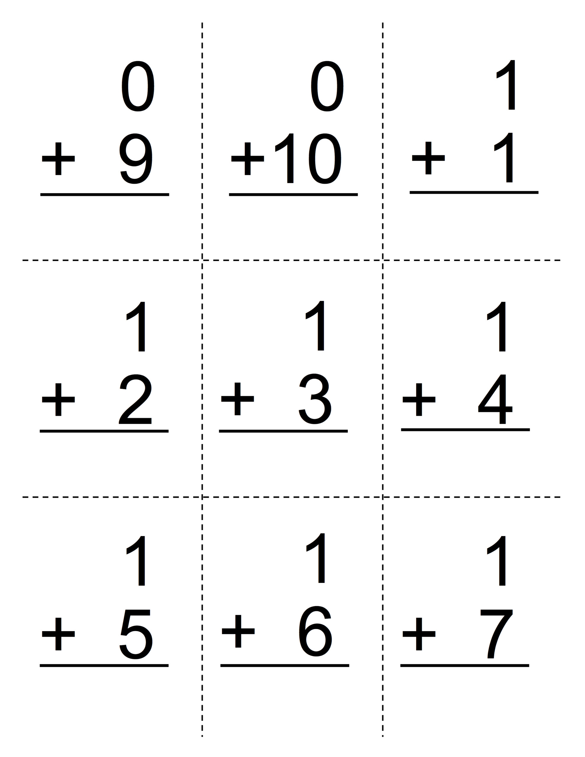 printable addition fact cards
