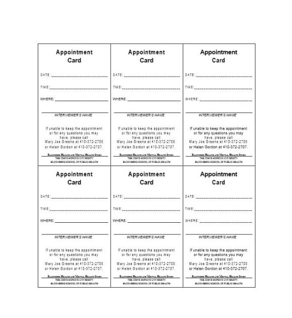 Printable Appointment Cards Printable Free Templates