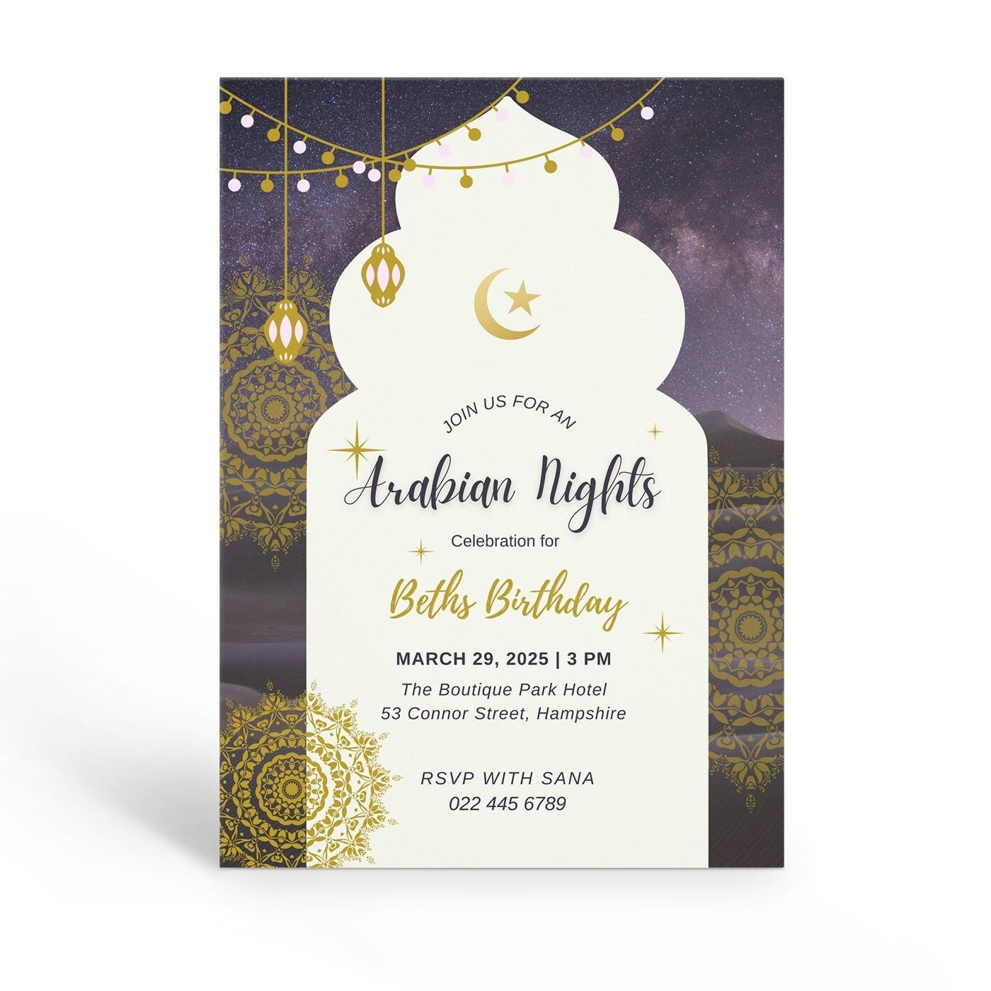 Printable Arabian Nights Invitation Arabian Nights Birthday Invitation 