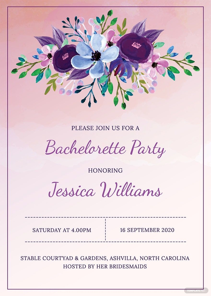 Printable Bachelorette Party Invitation Template In Word PSD 