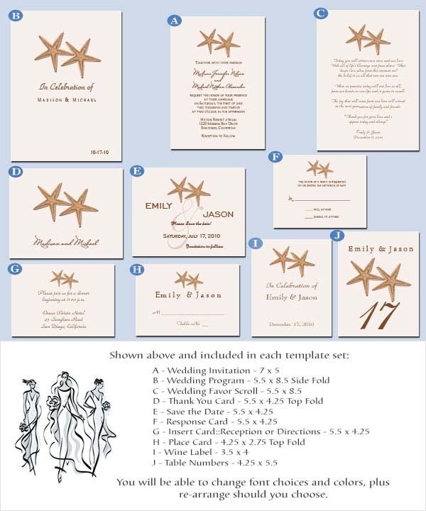 Printable Beach Wedding Invitation Templates