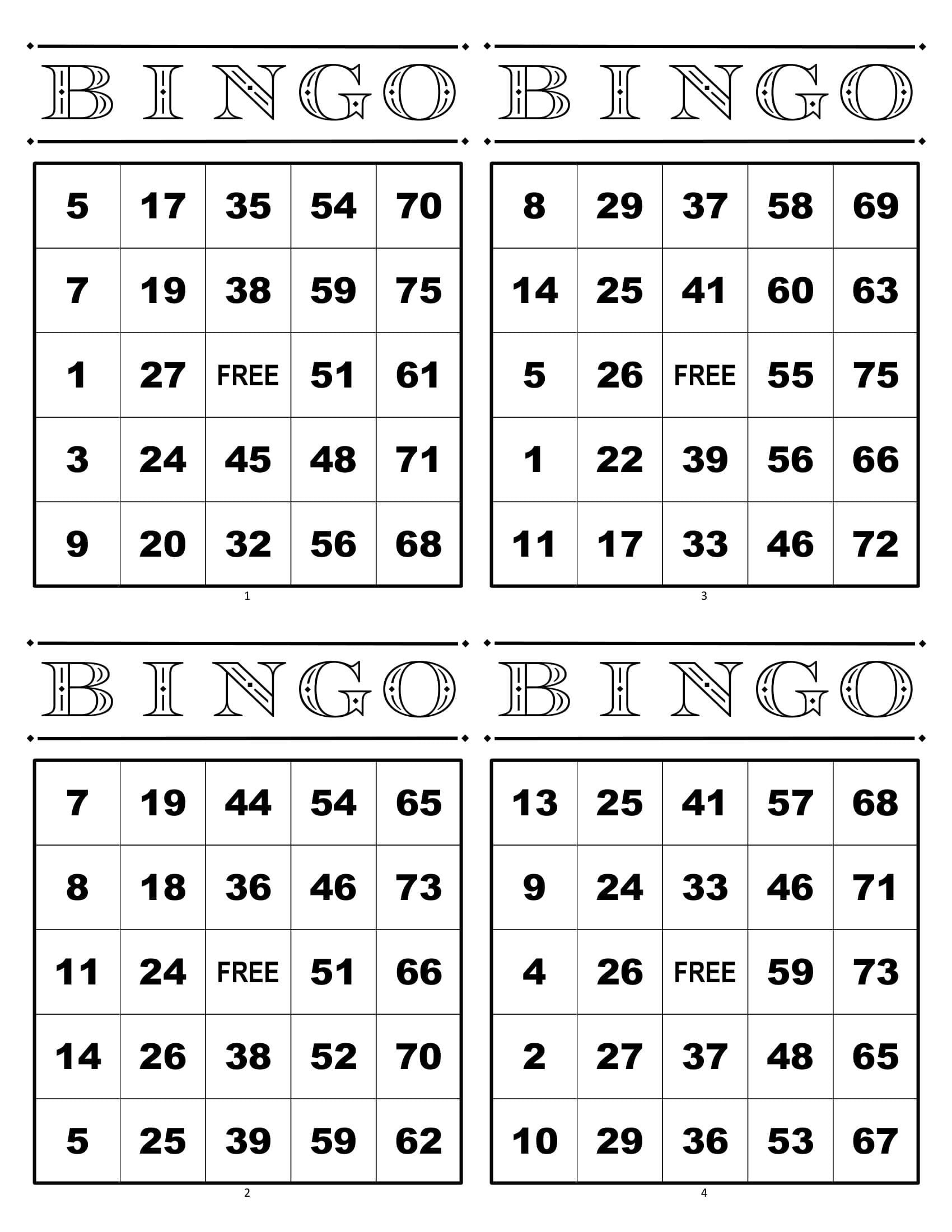 printable bingo cards 1-50
