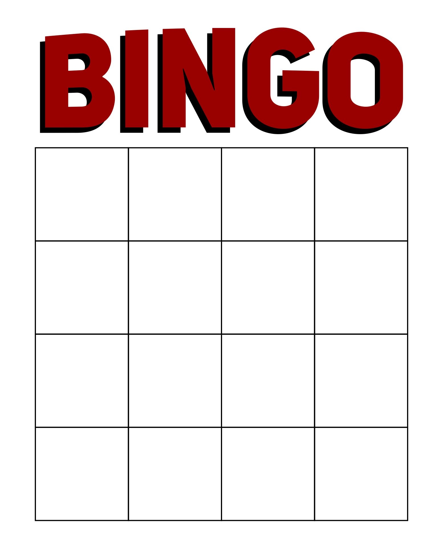 free bingo template printable
