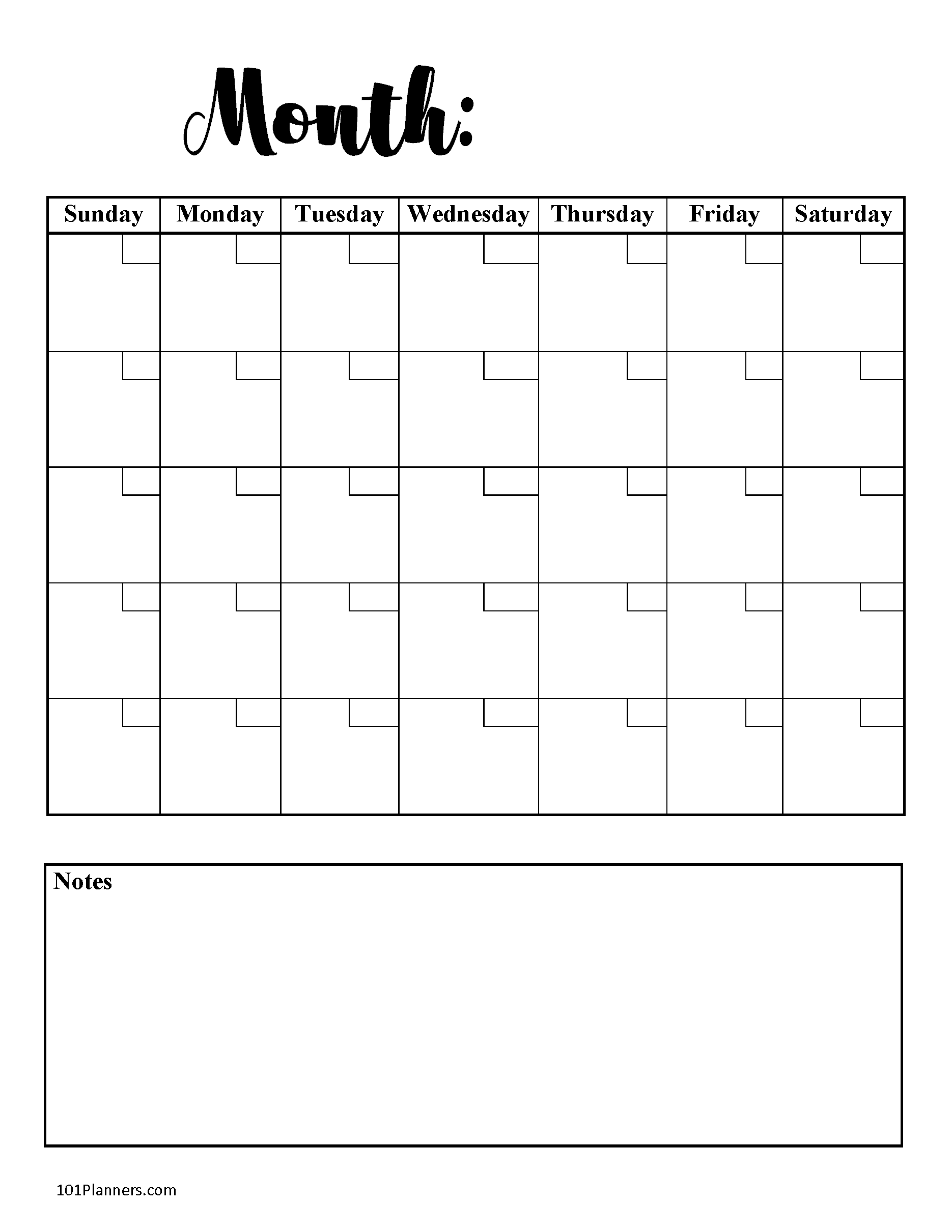 free blank printable calendar template