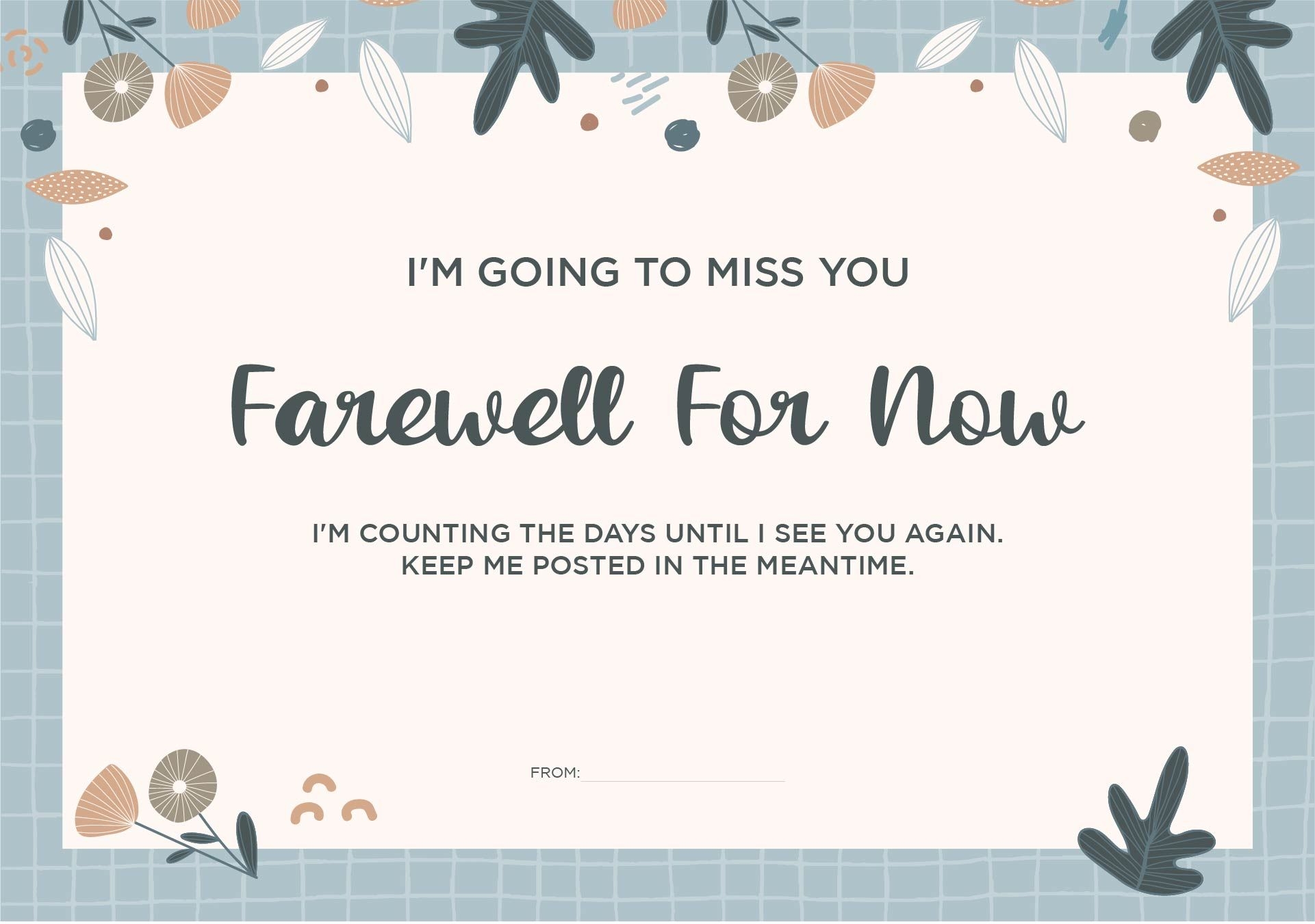 printable black and white farewell card