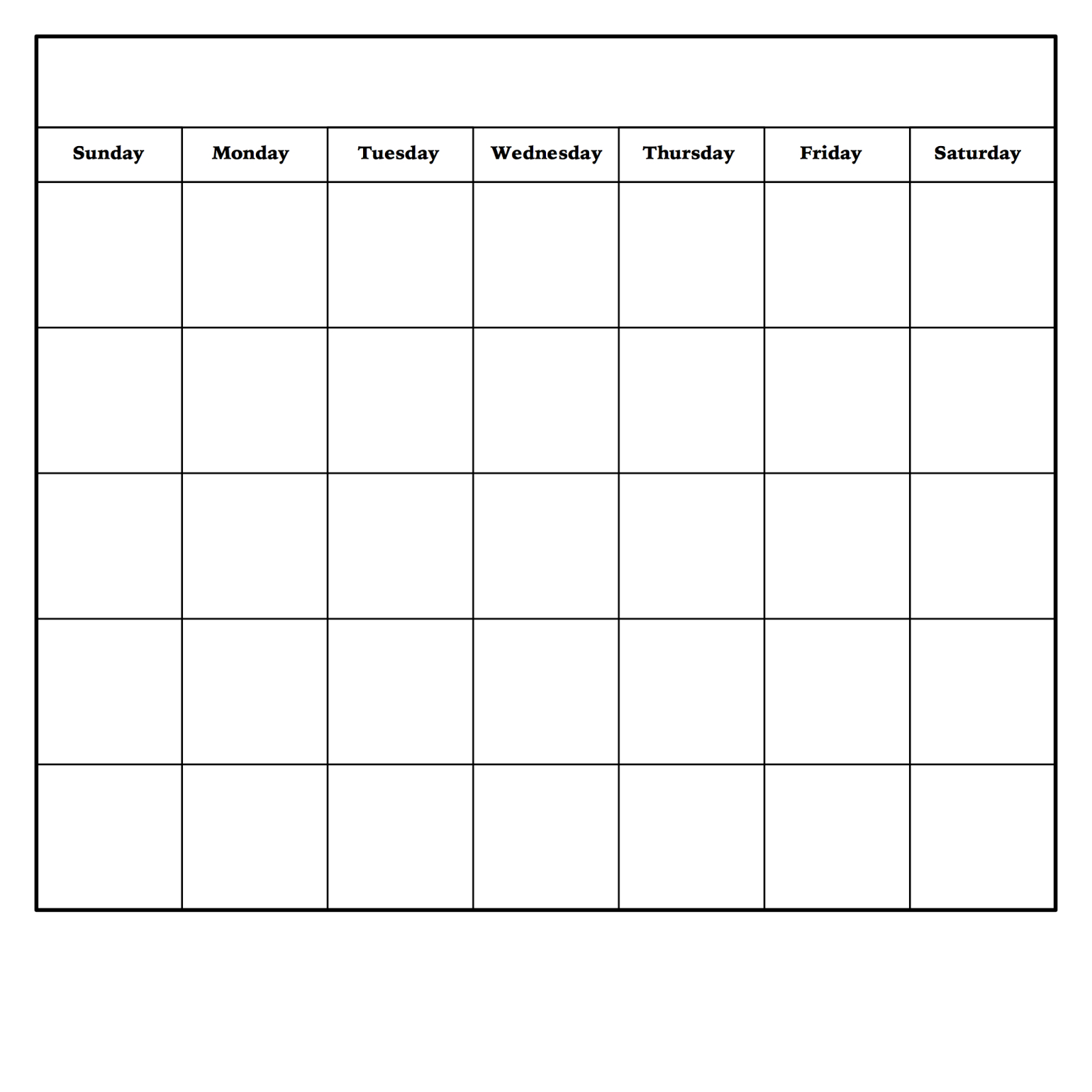 Printable Blank Monthly Calendar Template Printable Templates