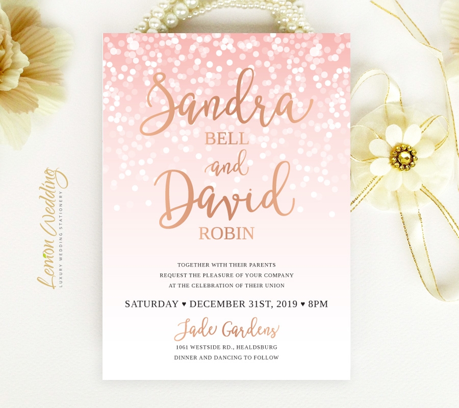Printable Blank Rose Gold Invitation Template