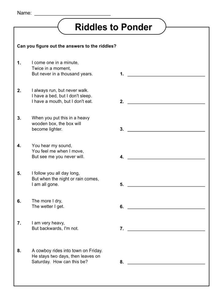 Printable Brain Teaser Worksheets For Adults Peggy Worksheets