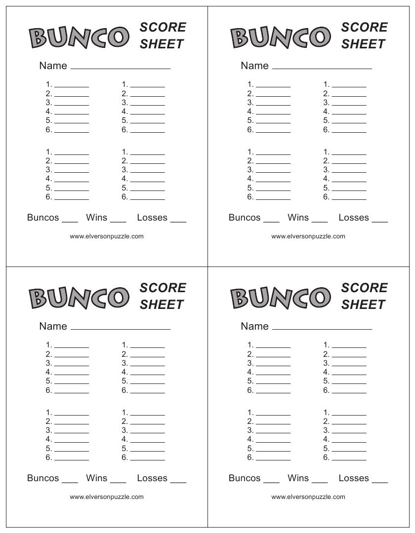 printable christmas bunco score cards