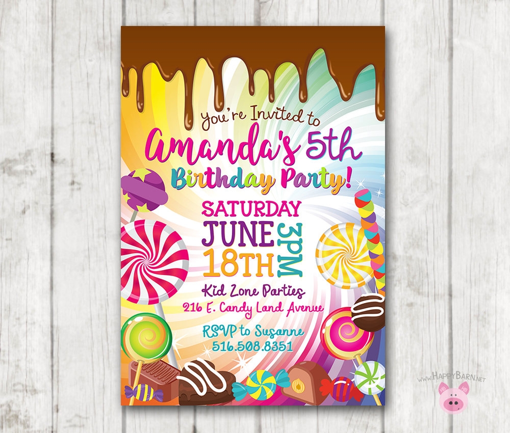Printable Candy Invitation Candy Birthday Invitation Happy Barn
