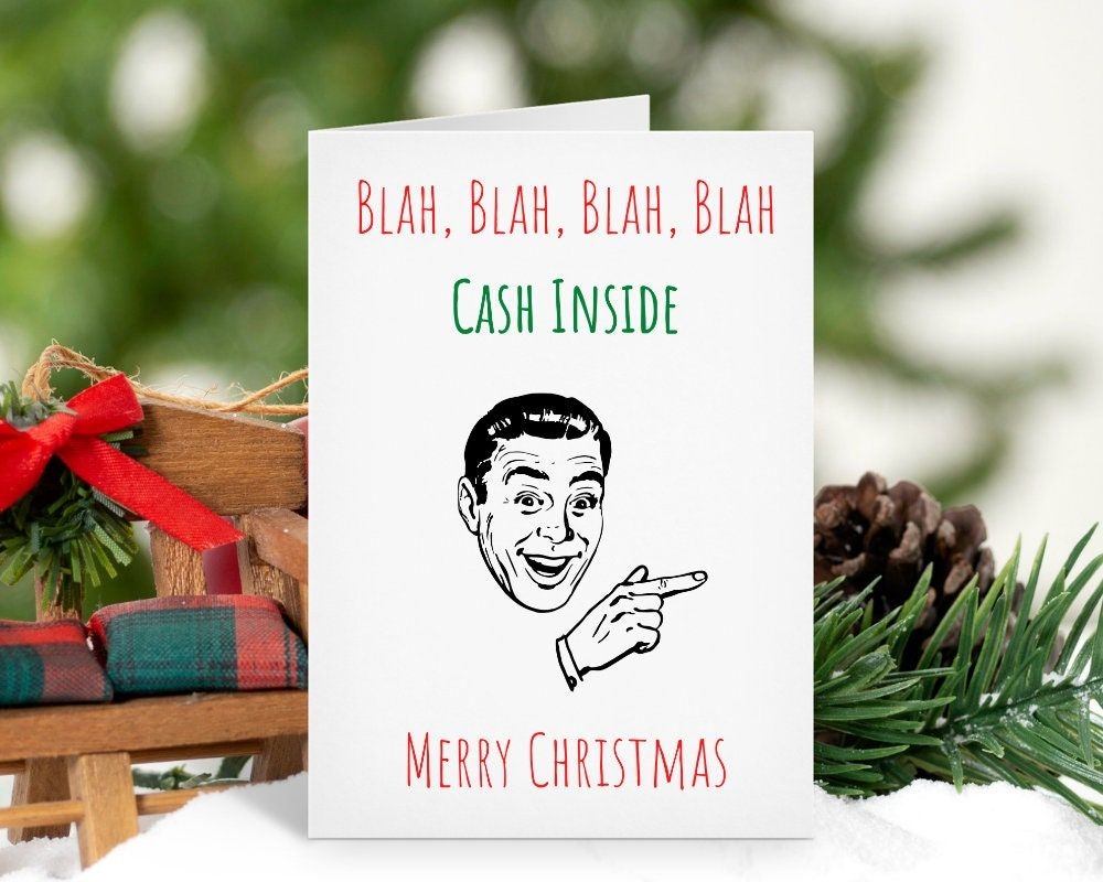 Printable Cash Inside Funny Christmas Card Retro Christmas