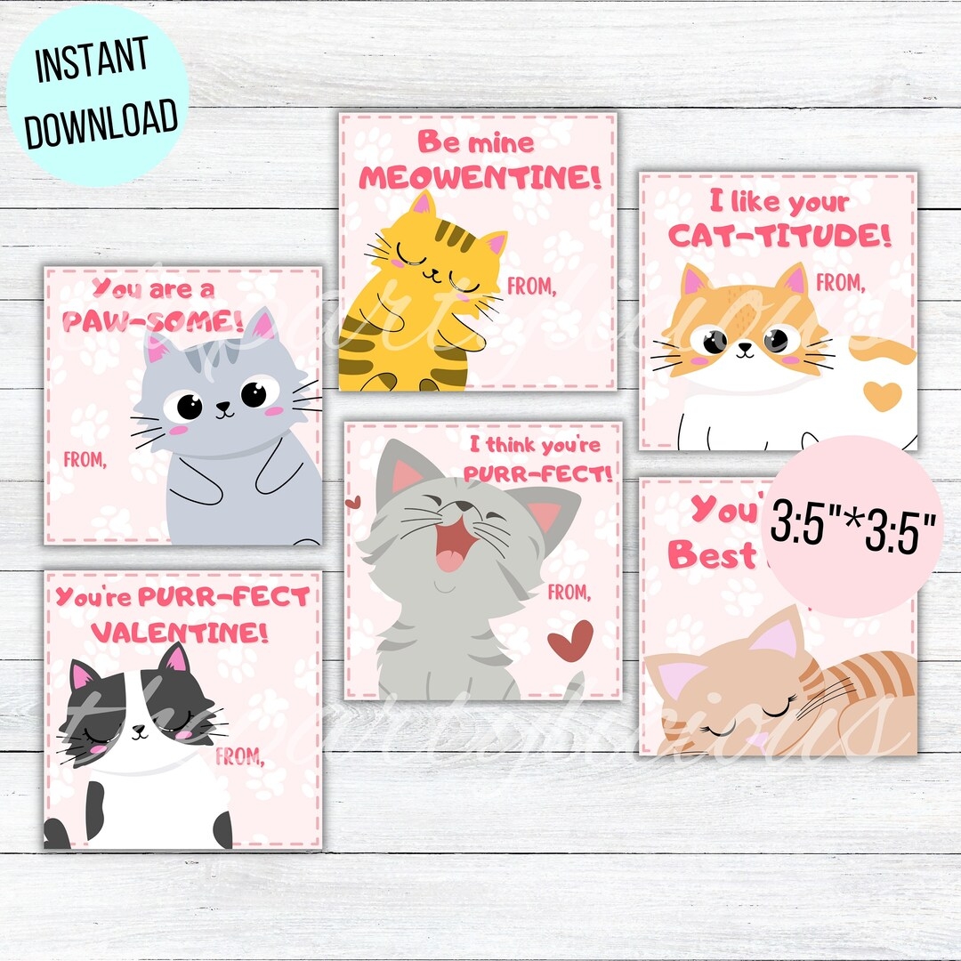 printable cat valentines day cards