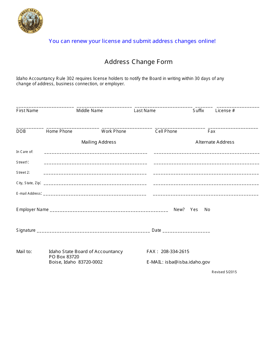 Printable Change Of Address Form Template Printable Forms Free Online