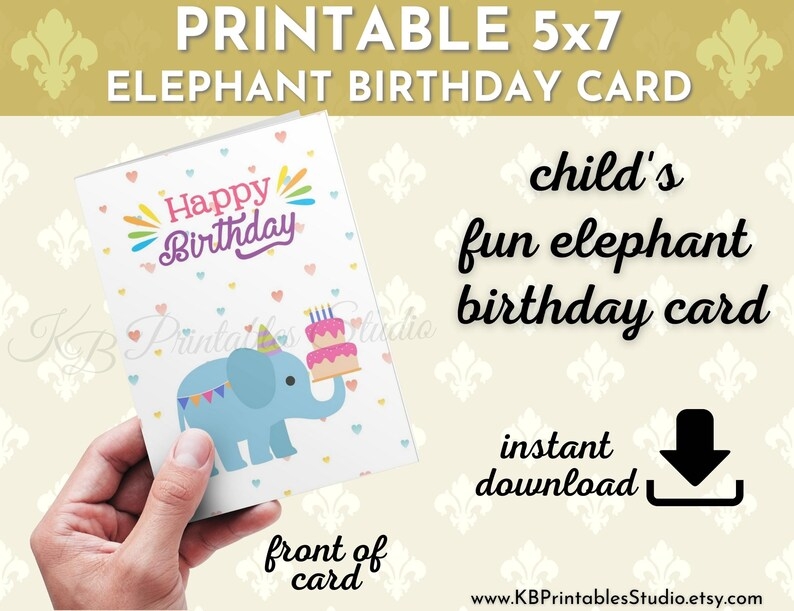 Printable Child 39 s Birthday Card Cute Birthday Card Etsy