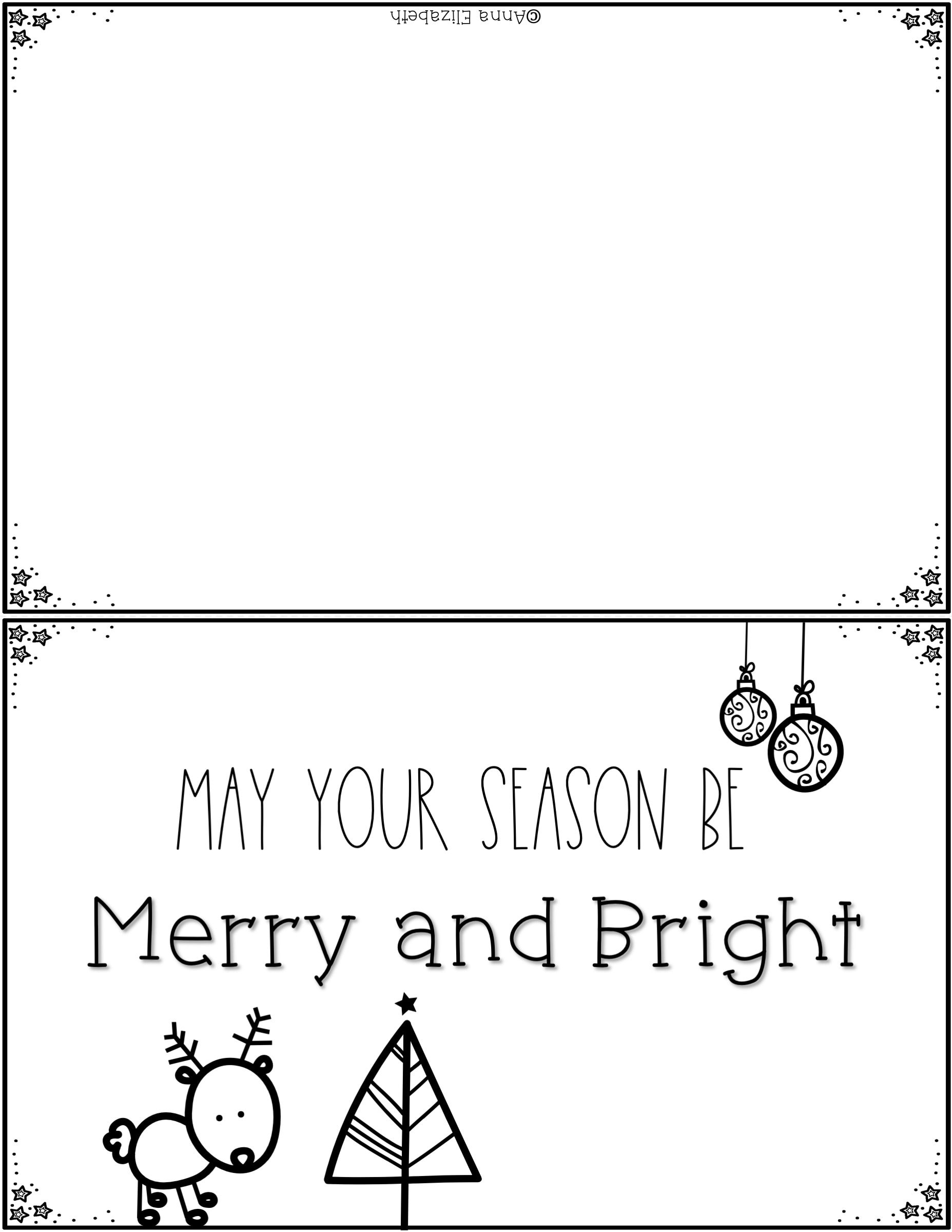 printable christmas card black and white