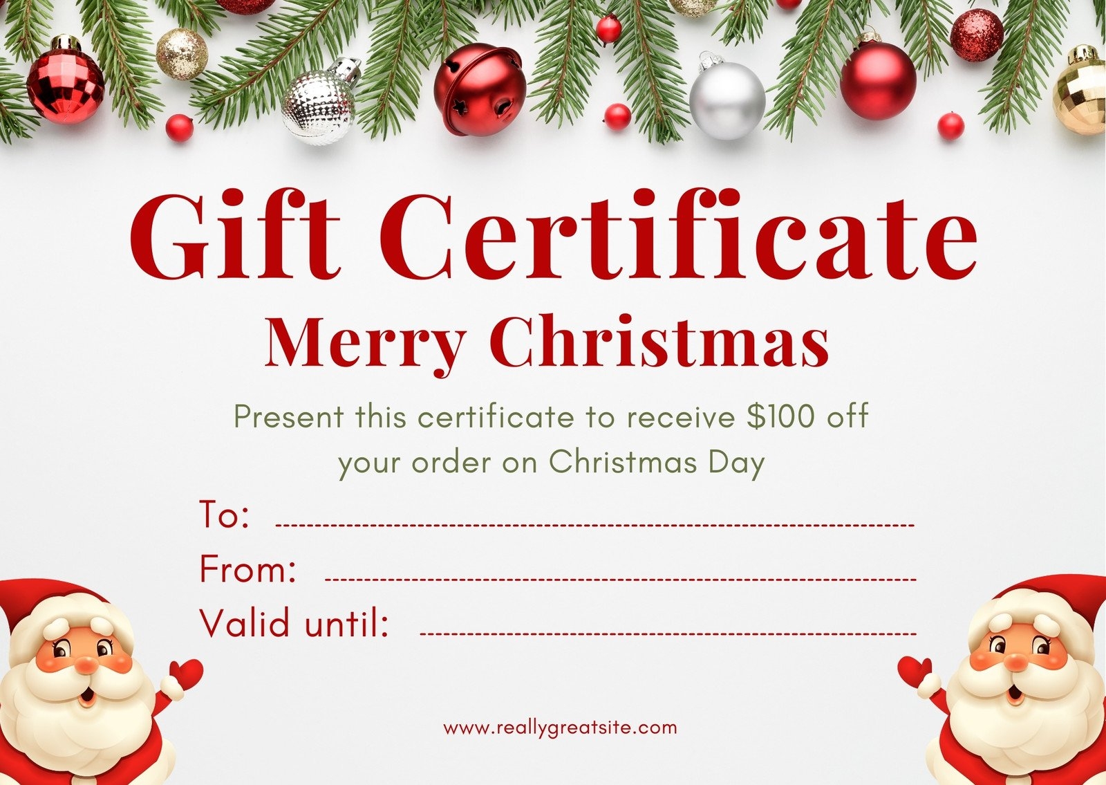 christmas gift certificate template free printable