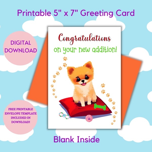Printable Congratulations New Puppy Card Etsy