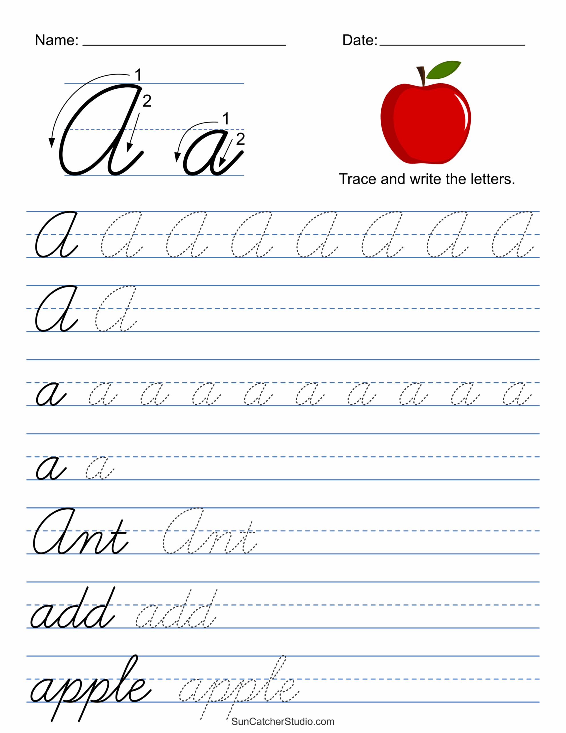 free printable cursive writing worksheets
