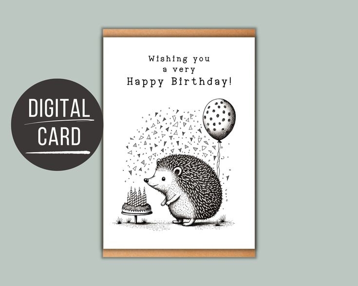 Printable Cute Hedgehog Birthday Card Funny Printable Animal Birthday 