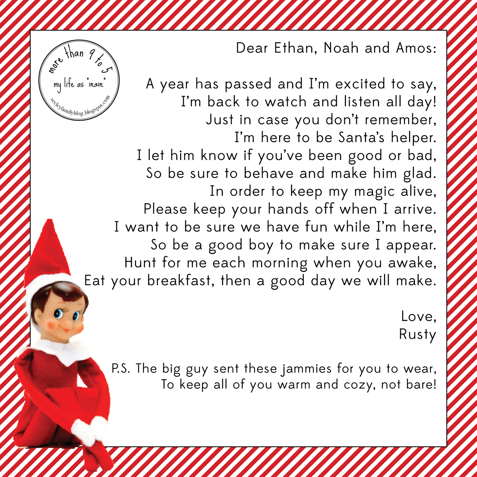 elf on the shelf letter template free printable pdf